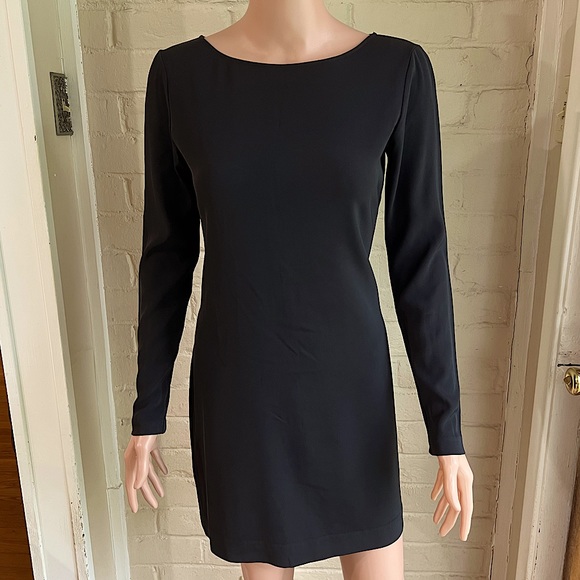 Anthropologie Theory black size 4 long sleeve modern cocktail dress with Anthropologie Theory black size 4 long sleeve modern cocktail dress with